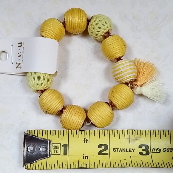 Boho Crochet Ball Bead Tassel Stretch Bracelet - Picture 8 of 16